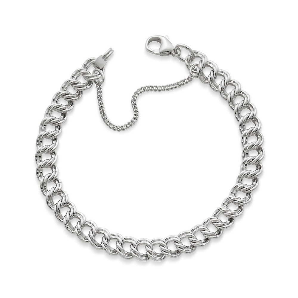 Medium Double Curb Charm Bracelet